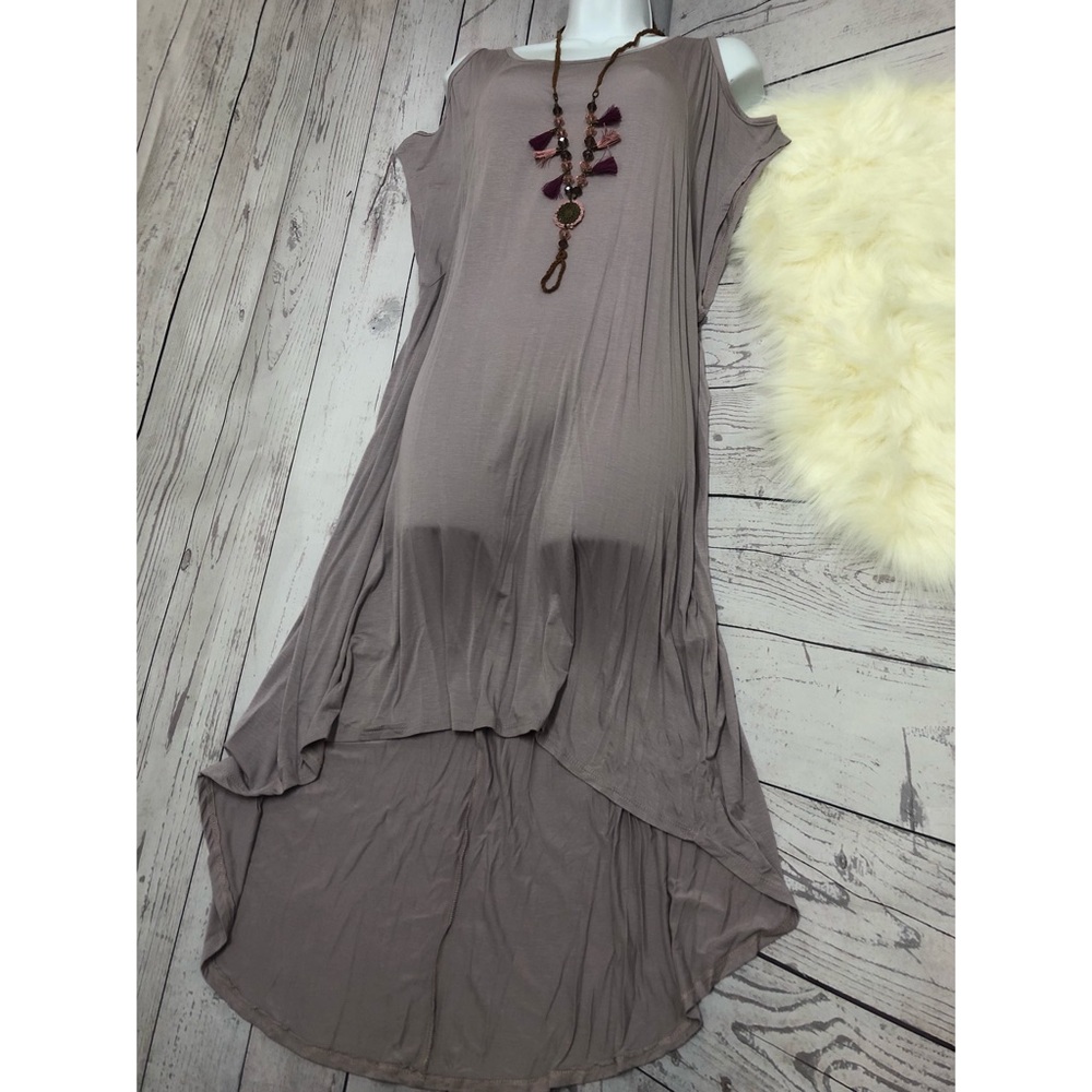 Off should dress tunic high low gray purple mauve boho dress top - Picture 6 of 6